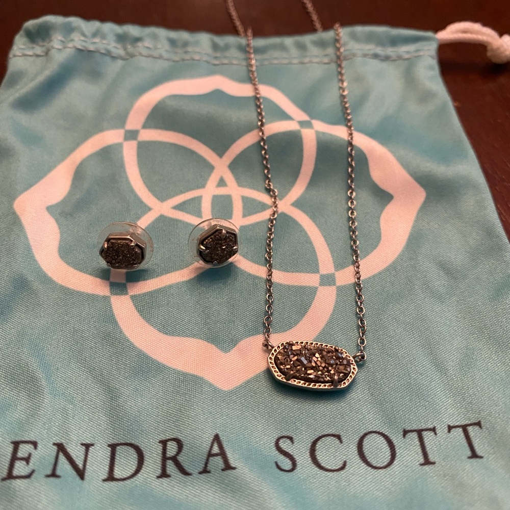 Kendra Scott Platinum Drusy Set
